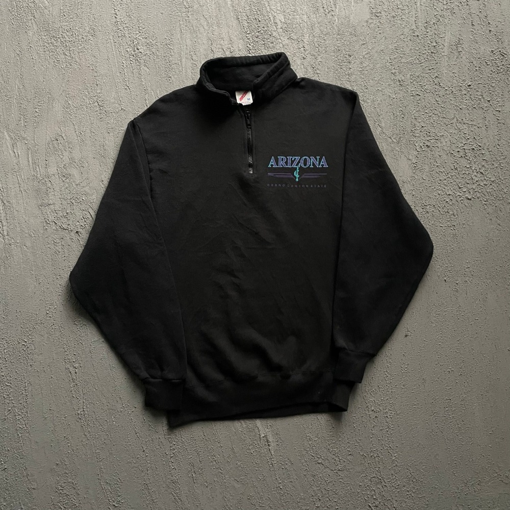 Vintage Arizona Grand Canyon State Sweatshirt Mens Medium Black 1990s  1/4 zip